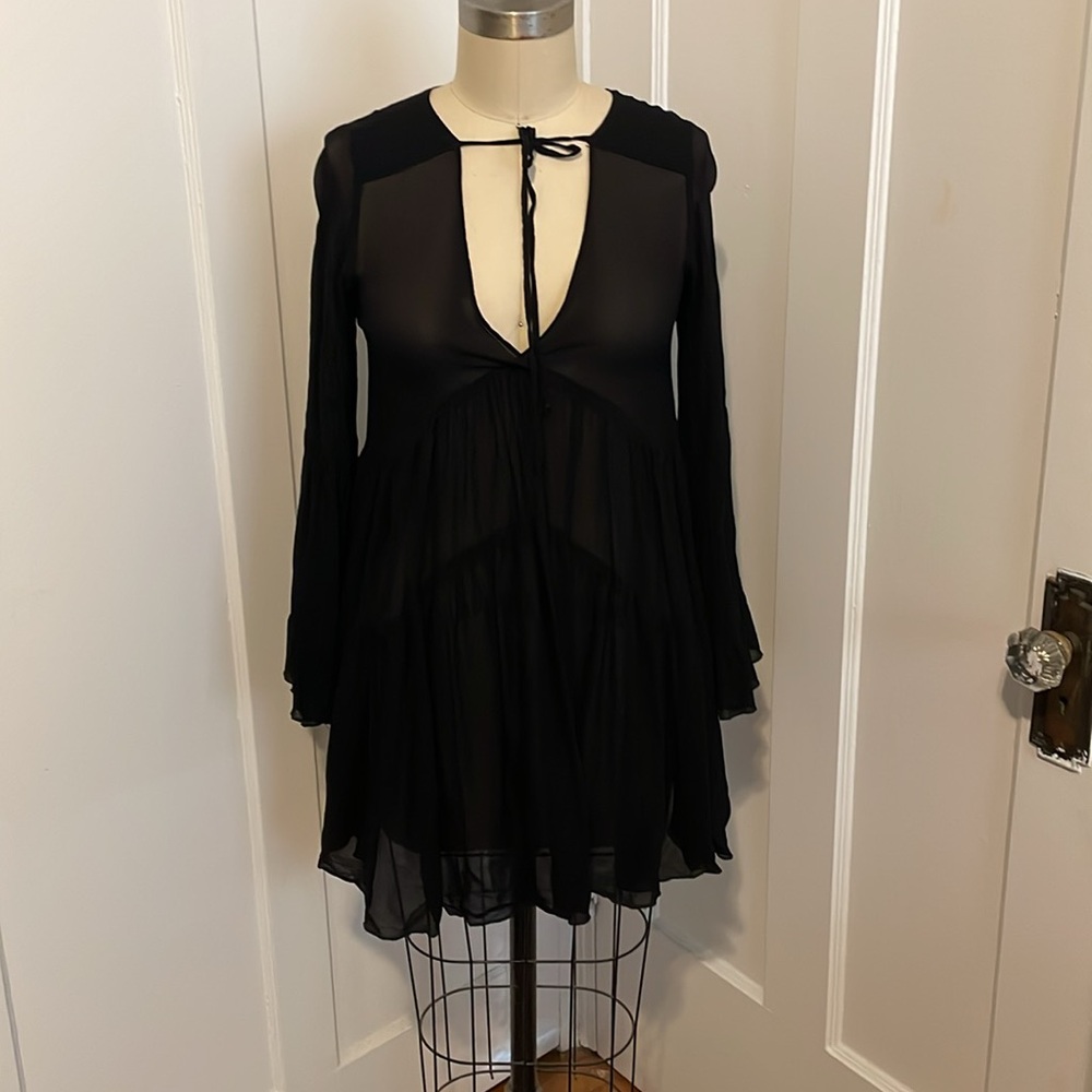 Never worn, YOUNG FABULOUS & BROKE XS BLACK CHIFFON DRESS